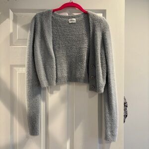 Aritzia Sunday Best Reese fuzzy cardigan gray blue